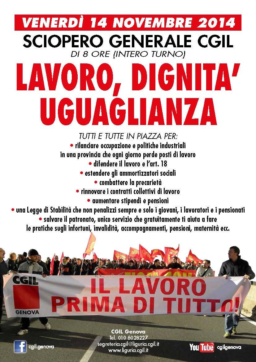 14 novembre 2014: Genova, sciopero generale CGIL
