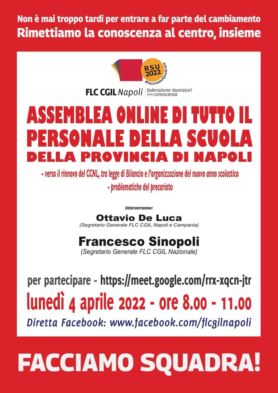 Assemblea online scuola con Sinopoli 4 aprile 2022 a Napoli