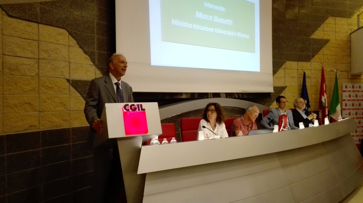 Ministro Marco Bussetti al Convegno nazionale FLC CGIL del 10 luglio 2018